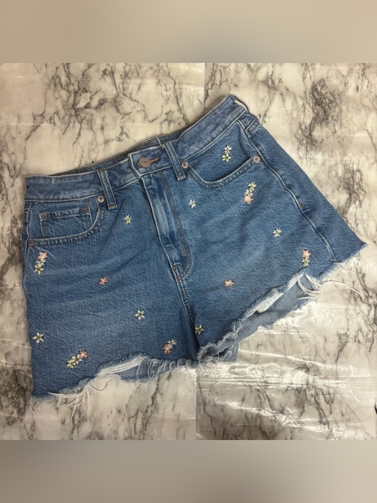 American Eagle Outfitters Pants - American Eagle Outfitters Embroidered floral Light Blue Denim Shorts size 2 boho